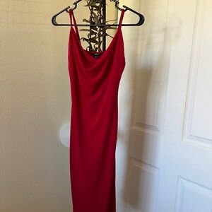 Cowl Neck Red Dress